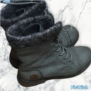 Gray Women's Ankle Combat Boots